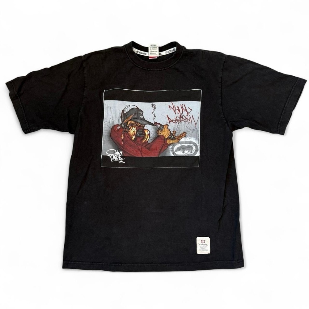 Vintage Ecko Unltd. Visual Assassin Black Graphic Tee Adult Medium Grunge Y2K